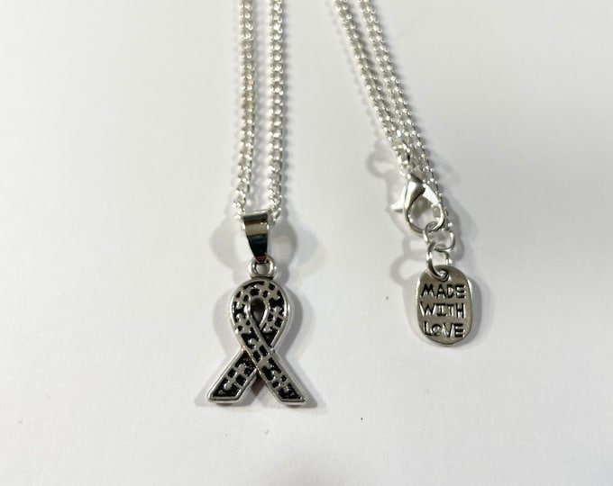 Autism Speaks Puzzle Ribbon Antiqued Silver Plated Necklace and/or Dangle Earrings Gift Boxed with Ornate Organza Gift Bag!