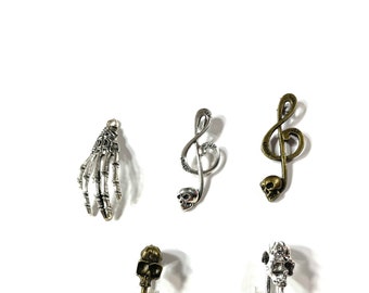 Skull Treble Clef, Skeleton, Day Of the Dead Protection & Good Luck Medallion Pendant 18" to 30" Chain or Waxed Cord Necklace