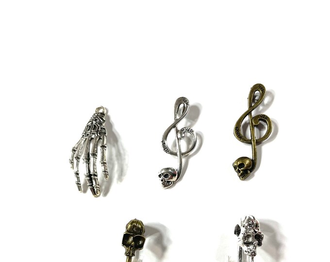 Skull Treble Clef, Skeleton, Day Of the Dead Protection & Good Luck Medallion Pendant 18" to 30" Chain or Waxed Cord Necklace