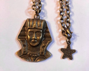 Antique Bronze colored Egyptian Pharoah 1.25" Pendant Gift Boxed FREE SHIP