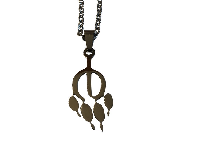 Phi-Paw, Furry Fandom Symbol, Pride, Paw Print Reversible SS Medallion Pendant 18" to 30" Chain or Waxed Cord Necklace