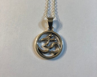 Yoga Om Ahm Symbol Namaste Peace Medallion Pendant 18" to 30" Chain or Waxed Cord Necklace