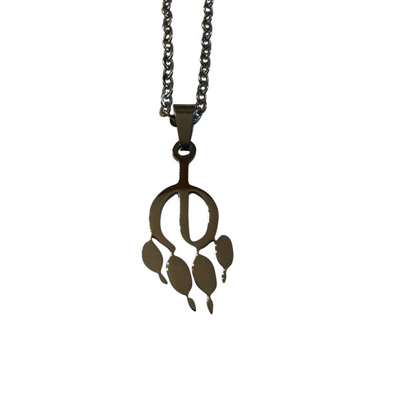 Phi-Paw, Furry Fandom Symbol, Pride, Paw Print Reversible SS Medallion Pendant 18" to 30" Chain or Waxed Cord Necklace