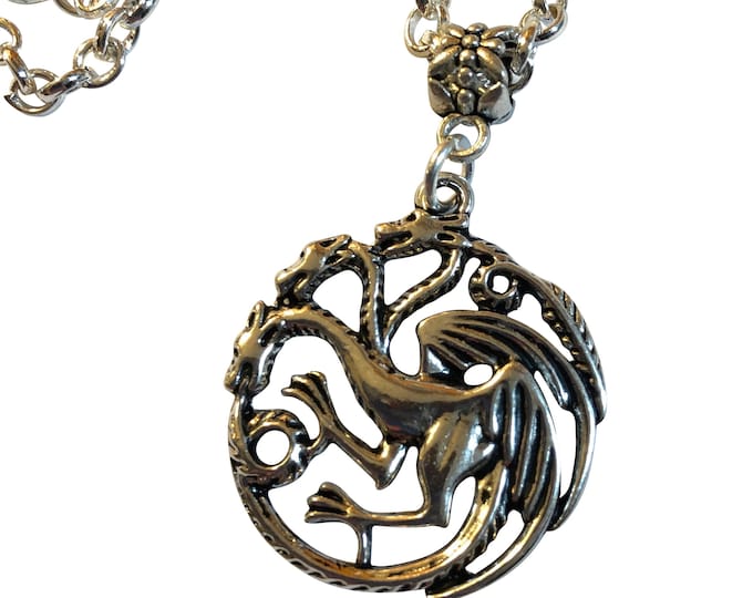 GOT Inspired Three Dragon Necklace Targaryen Khaleesi Chain or Waxed cord, Gift Box
