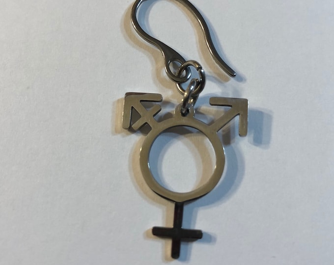 Transgender Symbol Gay LGBTQ Pride Medallion Stainless Steel Earring(s)