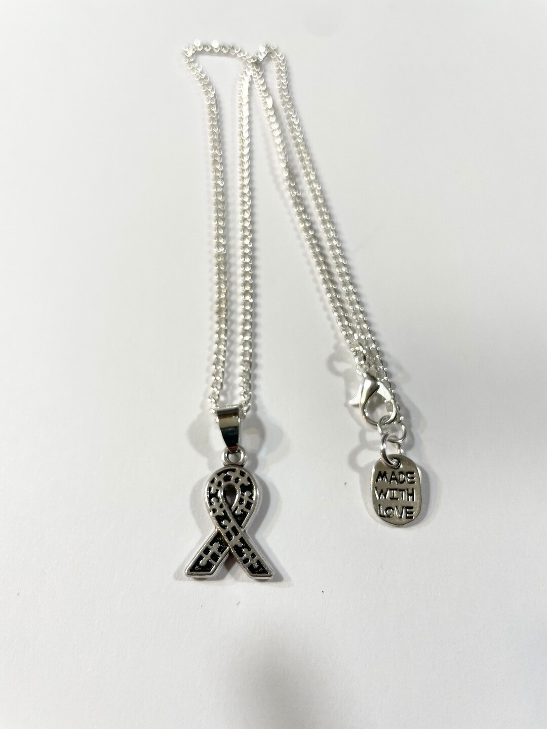 Autism Speaks Puzzle Ribbon Antiqued Silver Plated Necklace And/or ...