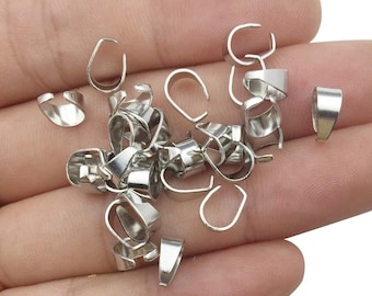 Lot Wholesale Silver Tone  Pinch Clips Bail Connectors Findings 3 x 8 mm