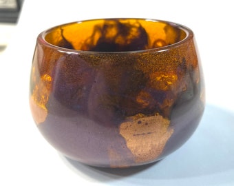 CUSTOM Available Random Resin Drip Trinket Tray, Dish, Bowl, Catchall, Bronze, Gold and Dark Purple 3x2 Inch, Resin Handmade Custom