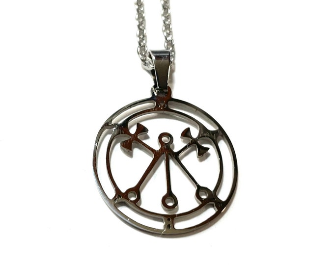 Seal Sigil of Marbas Satan Seal Demons Occult Reversible SS Medallion Pendant 18" to 30" Chain or Waxed Cord Necklace