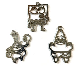 Spongebob Squarepants Characters Necklace and/or Earrings, Gift Boxed with Ornate Organza Gift Bag!