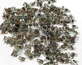 Silver Plated Crimps LOOPED END CAPS 6mm x3mm Tips Terminator Stopper Connector