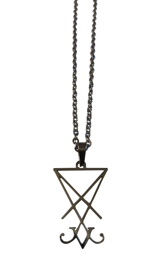 Lucifer's Sigil Seal of Satan Occult Reversible SS Medallion Pendant 18" to 30" Chain or Waxed Cord Necklace