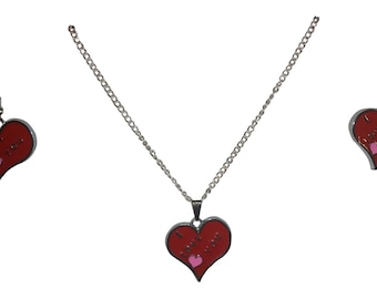 Sweetheart "I Love You" Red Heart Necklace and/or Dangle Earrings Gift Boxed with Ornate Organza Gift Bag!