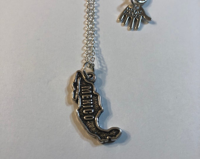 Mexico Map Country 1" Medallion Pendant with or without Bail & 18-20" Chain Necklace Gift Boxed