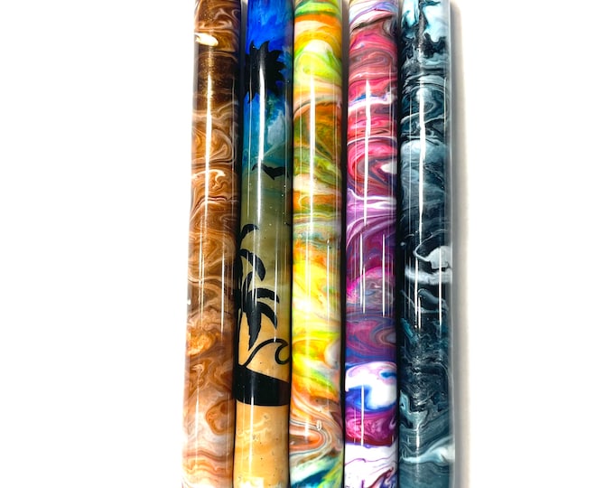 Epoxy Glitter Alcohol Ink Painted Retractable, Refillable Pen, Black Ink, Stainless Steel Personalizable