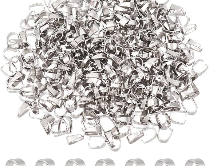 Lot Wholesale Silver Tone Stainless Steel Pinch Clips Bail Connectors Findings Small 7x6.5x3mm