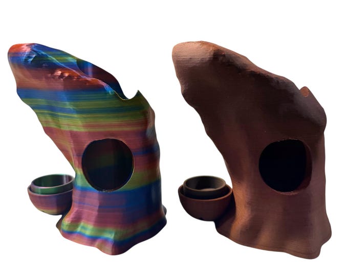 Tarantula, Spider, Reptile, Gecko, Frog, Terrarium, Log with Bowl, Bottom Open Hide Many Colors, Quantity 1