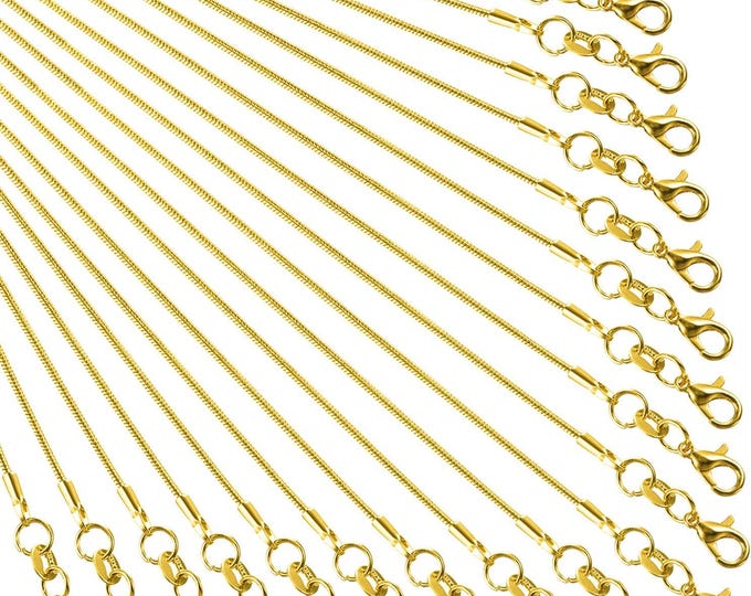 Gold Plated Necklace Snake Chain Bulk for Jewelry Making, 2.0 mm Ends (20 Inches)