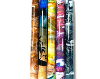 Ready to Ship Epoxy Glitter Alcohol Ink Painted Retractable, Refillable Gel Pen, Black Ink, Stainless Steel Personalizable