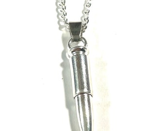 Large Silver Bullet Medallion Pendant 18" Chain Necklace &/or Earrings Gift Boxed
