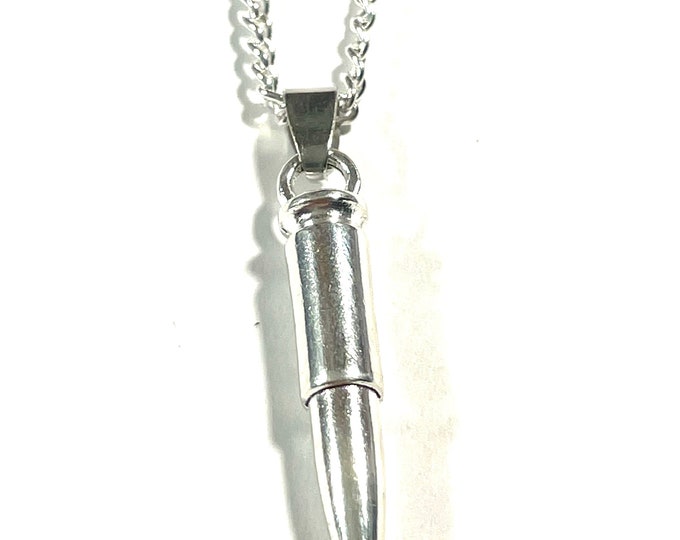 Large Silver Bullet Medallion Pendant 18" Chain Necklace &/or Earrings Gift Boxed
