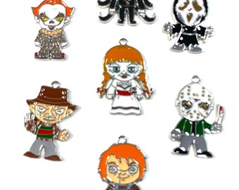 Spooky Halloween Cartoon Collection Medallion Charm Lot ot 7, Size 1"+