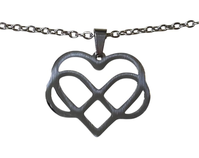 LGBTQ Polyamory Pride Stainless Steel Medallion Pendant 18" to 30" Chain or Waxed Cord Necklace