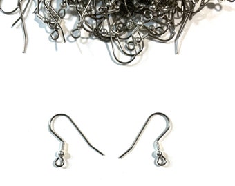 Lot Fishhook Earrings, 20 mm stainless steel wire with silver plated 3mm ball and silver plated 4mm coil with open loop, 21 gauge