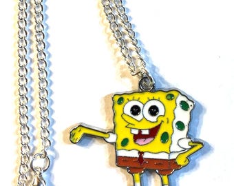 Spongebob Squarepants Necklace, Large 1.2" Pendant Gift Boxed with Ornate Organza Gift Bag!