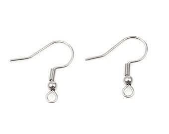 Lot 304 Stainless Steel Ear Wire Hooks Earring Dark Silver Tone 22mm x20mm( 7/8" x 6/8"), Post/ Wire Size: (21 gauge)