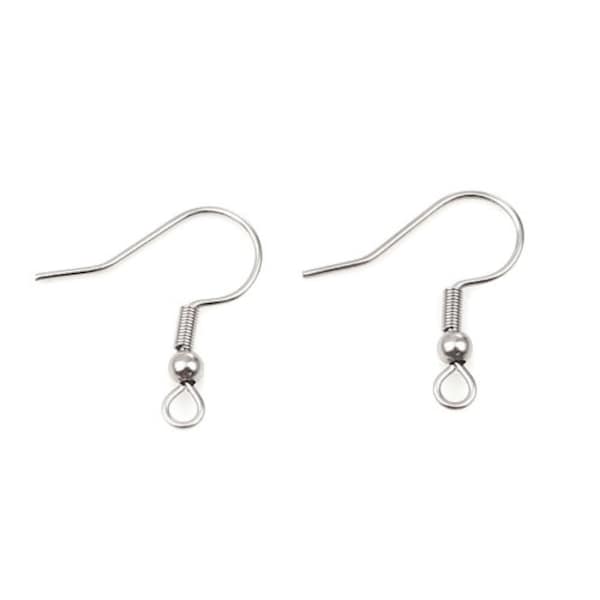 Lot 304 Stainless Steel Ear Wire Hooks Earring Dark Silver Tone 22mm x20mm( 7/8" x 6/8"), Post/ Wire Size: (21 gauge)