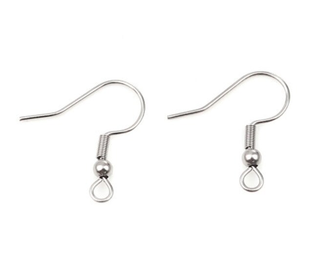 Lot 304 Stainless Steel Ear Wire Hooks Earring Dark Silver Tone 22mm x20mm( 7/8" x 6/8"), Post/ Wire Size: (21 gauge)