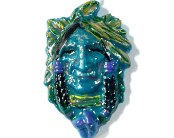 Resin 3D, Good Luck Totem Native American Indian Chief Pendant or Ornament @2.25" Medallion Necklace