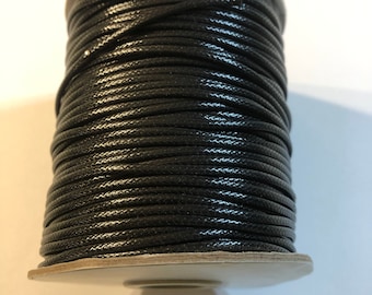 Cotton Wax Rope Jewelry Cord Black 1.5mm Dia, 1 Roll(Approx 160M)