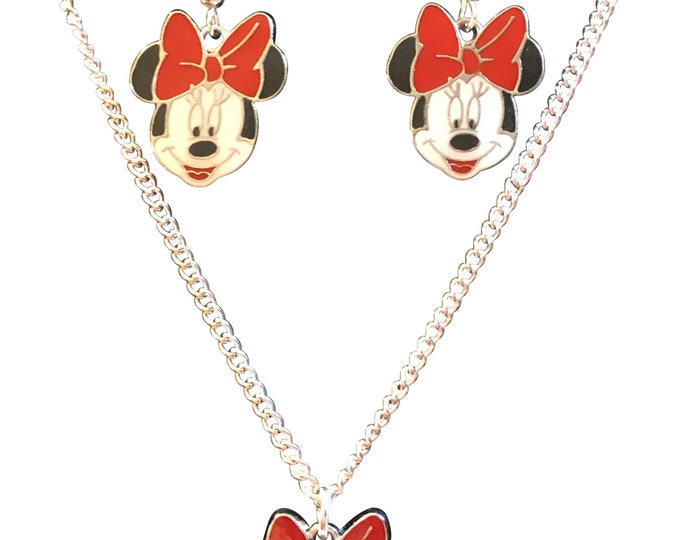 Minnie Necklace and/or Earrings, Gift Boxed with Ornate Organza Gift Bag!