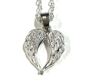 Angel Wings Pendant Silver Plated Necklace and/or Earrings Gift Boxed FREE SHIP USA