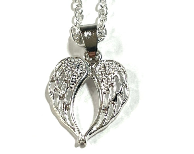 Angel Wings Pendant Silver Plated Necklace and/or Earrings Gift Boxed FREE SHIP USA