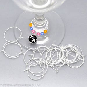 25 OR 50 Silver Tone Wine Glass Charm Rings DIY Craft Make Sweet Gift 4  Holiday 25mm Add Colorful Beads Charms Bottle Caps Bottlecap -  Denmark