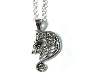 Celtic Knot Norse Wolf Pendant Silver Plated Necklace Pendant Medallion Gift Boxed FREE SHIP USA