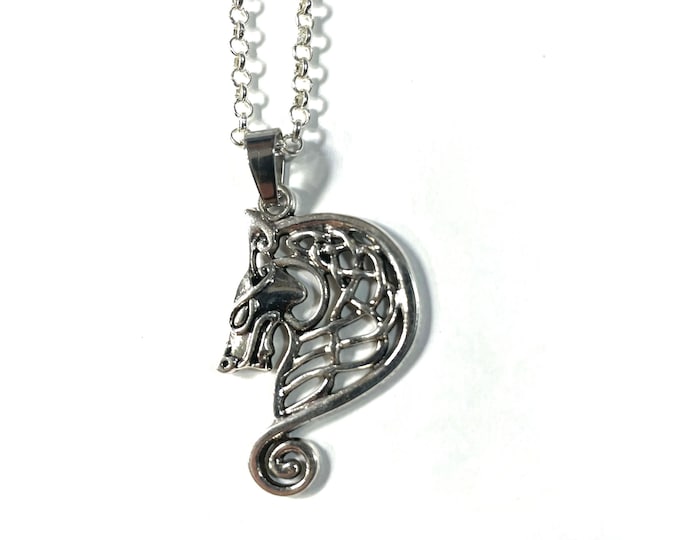 Celtic Knot Norse Wolf Pendant Silver Plated Necklace Pendant Medallion Gift Boxed FREE SHIP USA