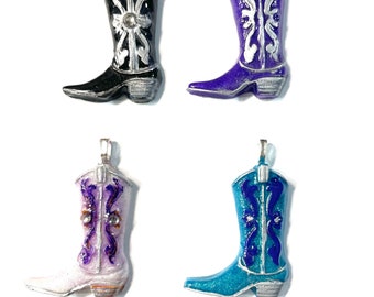 1.5"  Western Cowboy Boot Pendant, with Detail Gift Boxed, Handpoured and painted