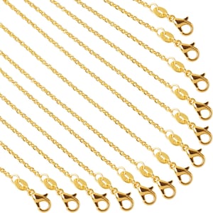 Gold Plated Alloy Necklace Chains Cable Chain Bulk for Jewelry Making, 1.2 mm, (18, 20 or 24 Inches)