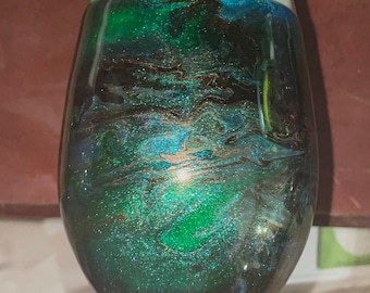 20.5 Oz Wine Glass Epoxy Painted Shimmer Alcohol Ink Swirl, Unique, Personalized Custom Designs