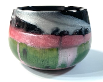CUSTOM Available Random Resin Drip Trinket Tray, Dish, Bowl, Catchall, Pearlized Black, Green, White, Pink 3x2 Inch, Resin Handmade