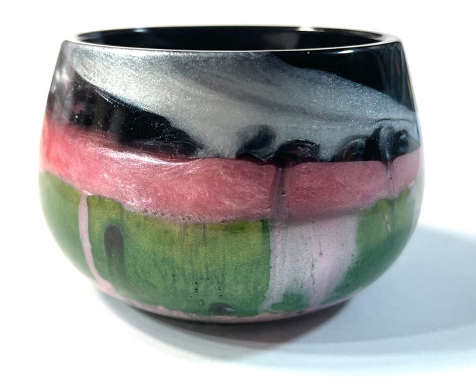 CUSTOM Available Random Resin Drip Trinket Tray, Dish, Bowl, Catchall, Pearlized Black, Green, White, Pink 3x2 Inch, Resin Handmade