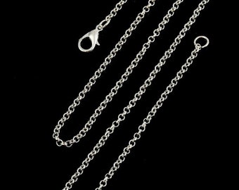 Lot Wholesale Silver Plated 20.8" Rolo Chain Necklace Size: 2.5mm. with Lobster Claw