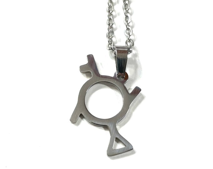 Genderfluid Third Gender Demigirl Symbol Gay LGBTQ Pride SS Medallion Pendant 18"-30" Chain or Waxed Cord Necklace or Earring