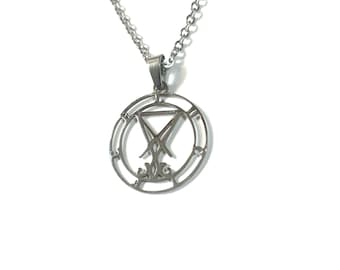 Lucifer's Seal of Satan Demon Sigil SS Medallion Pendant 18" to 30" Chain or Waxed Cord Necklace