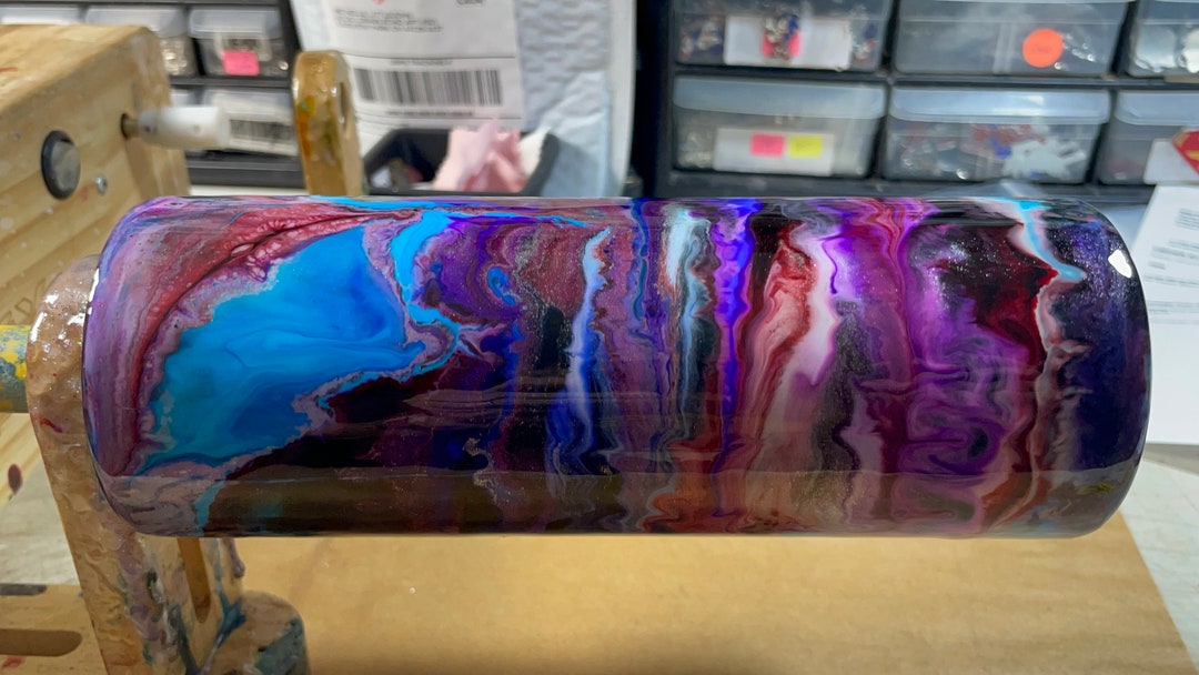 20 Oz Skinny Stainless Tumbler W Lid & Straw, Alcohol Ink Swirl ...