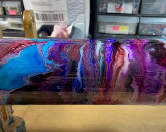 20 Oz Skinny Stainless Tumbler w Lid & Straw, Alcohol Ink Swirl, Colorful Lavender, Pink, Purple, White
